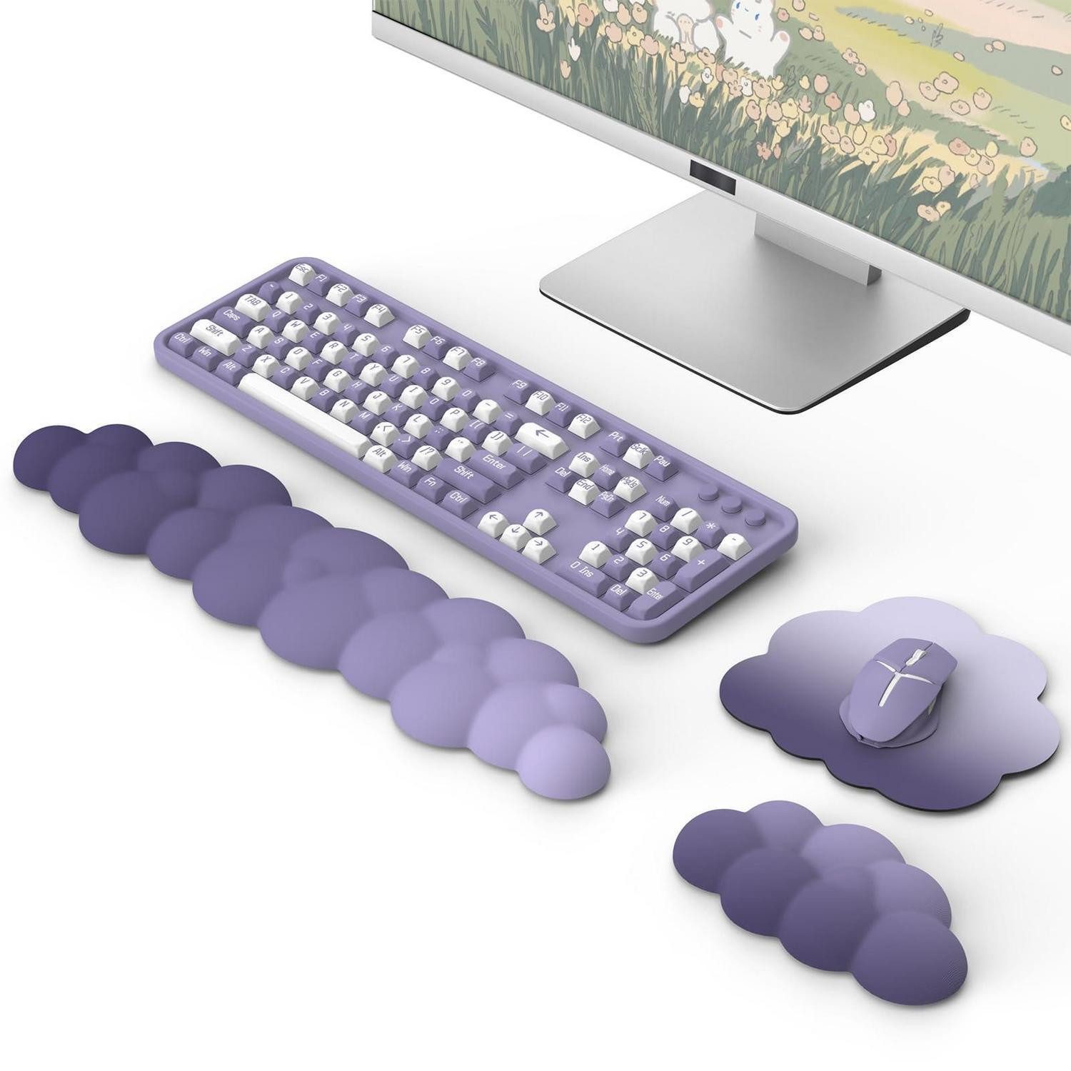 LuxusKollektion Handballenauflage Tastatur Maus Handballenauflage Set Wolken Lila (1-St)