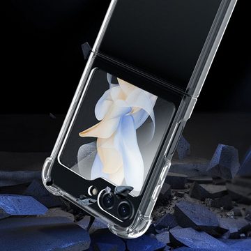 Wigento Handyhülle Für Samsung Galaxy Z Flip5 5G PC + TPU Schutz Handy Hülle Transparent