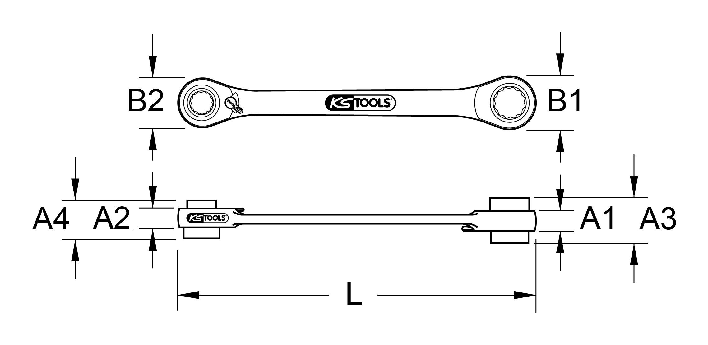 KS Tools Ratschenringschlüssel 4 in GEARplus, x Umschaltbar 19 Doppel, 13 x 10 x mm 17 1