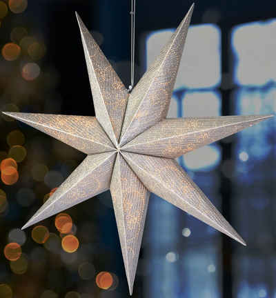 BRUBAKER Dekostern 60 cm Weihnachtsstern für Innen - Adventsstern mit E14 Fassung Hängend, 1 St., 3D Papierstern mit 3,5m Kabel - Fenster Stern Weihnachten Leuchtstern