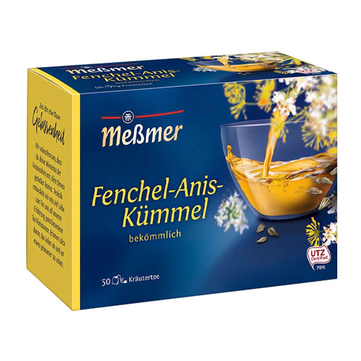 Meßmer Tee, Meßmer Fenchel Anis Kümmel Doppelkammerbeutel im Einzelkuvert 100g
