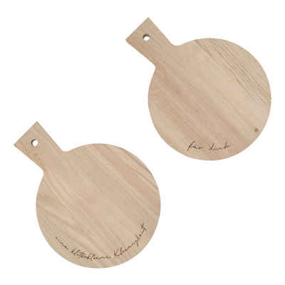 Eulenschnitt Servierbrett Mini Schneidebretter Kleinigkeit 2er Set Eichenholz, Holz, (2er Set, 2-St)