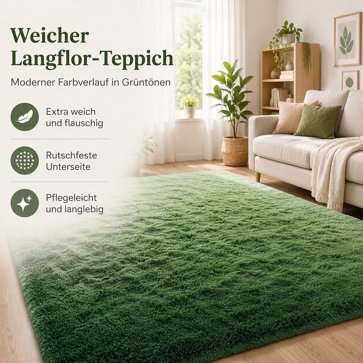 Lochas Hochflor-Teppich Hochflor-Teppich weich & kuschelig für Wohnzimmer und Schlafzimmer – Bild 4 von 5