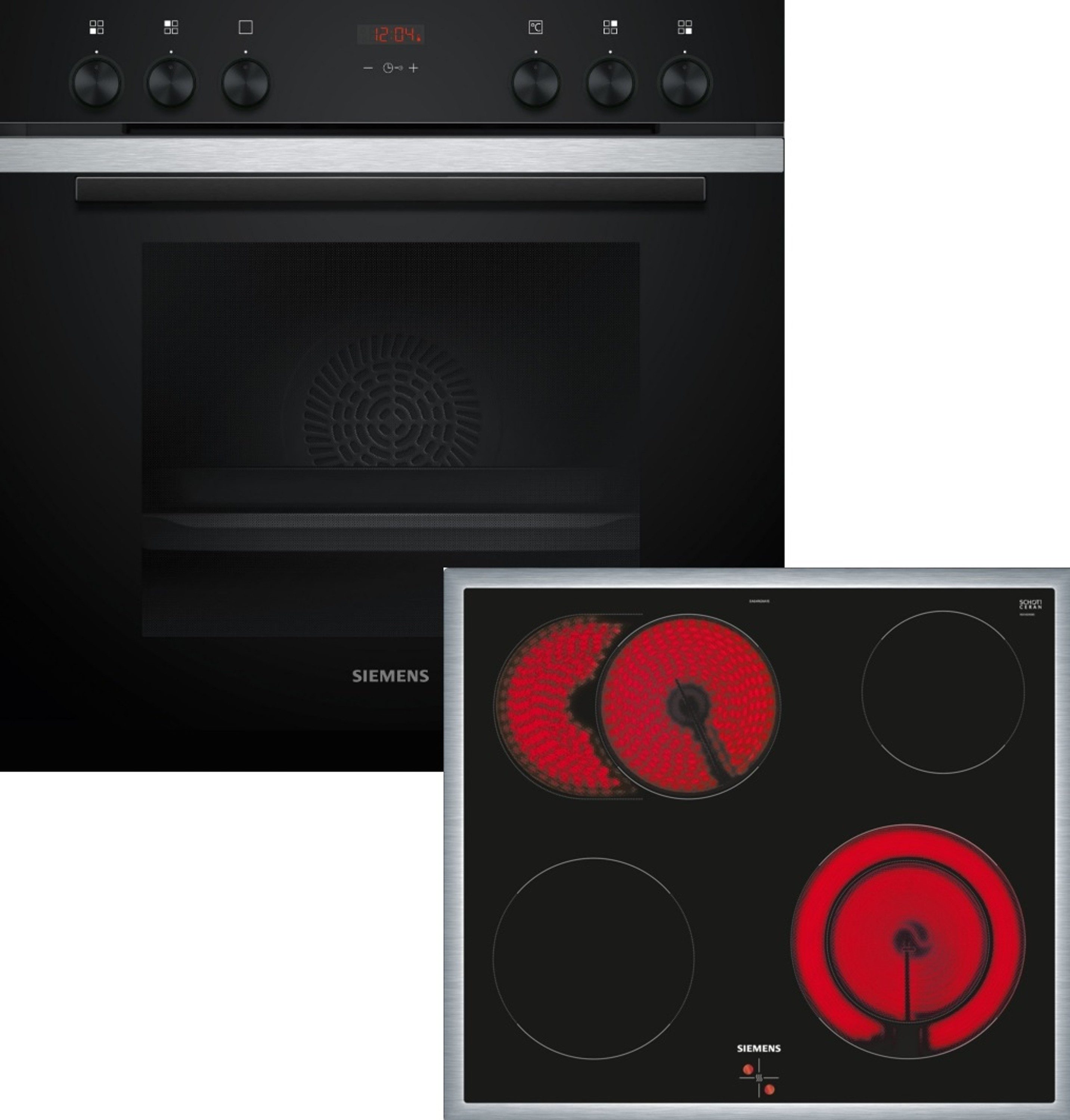 SIEMENS Elektro-Herd-Set iQ300 iQ300, mit Auszug nachrüstbar, gleichmäßige Hitzeverteilung, Schnellaufheizung