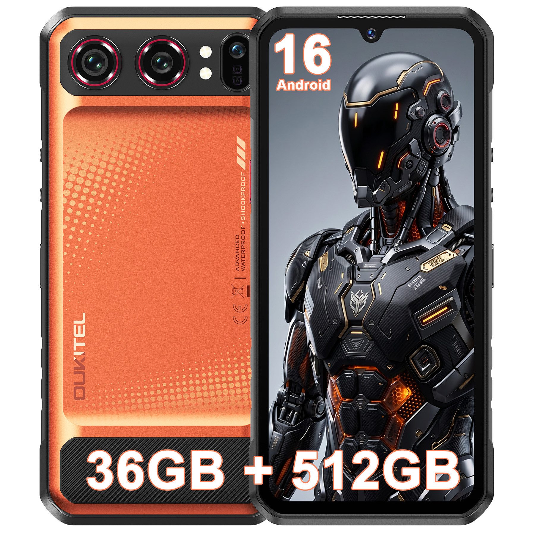 OUKITEL WP68 AIR 5G Outdoor Handy Ohne Vertrag 6.88” 120Hz Android 16 Smartphone (17,48 cm/6.88 Zoll, 512 GB Speicherplatz, 64 MP Kamera, 8000mAh Akku, 36GB+512GB, IP68, Dual SIM 5G, NFC, OTG, GPS)
