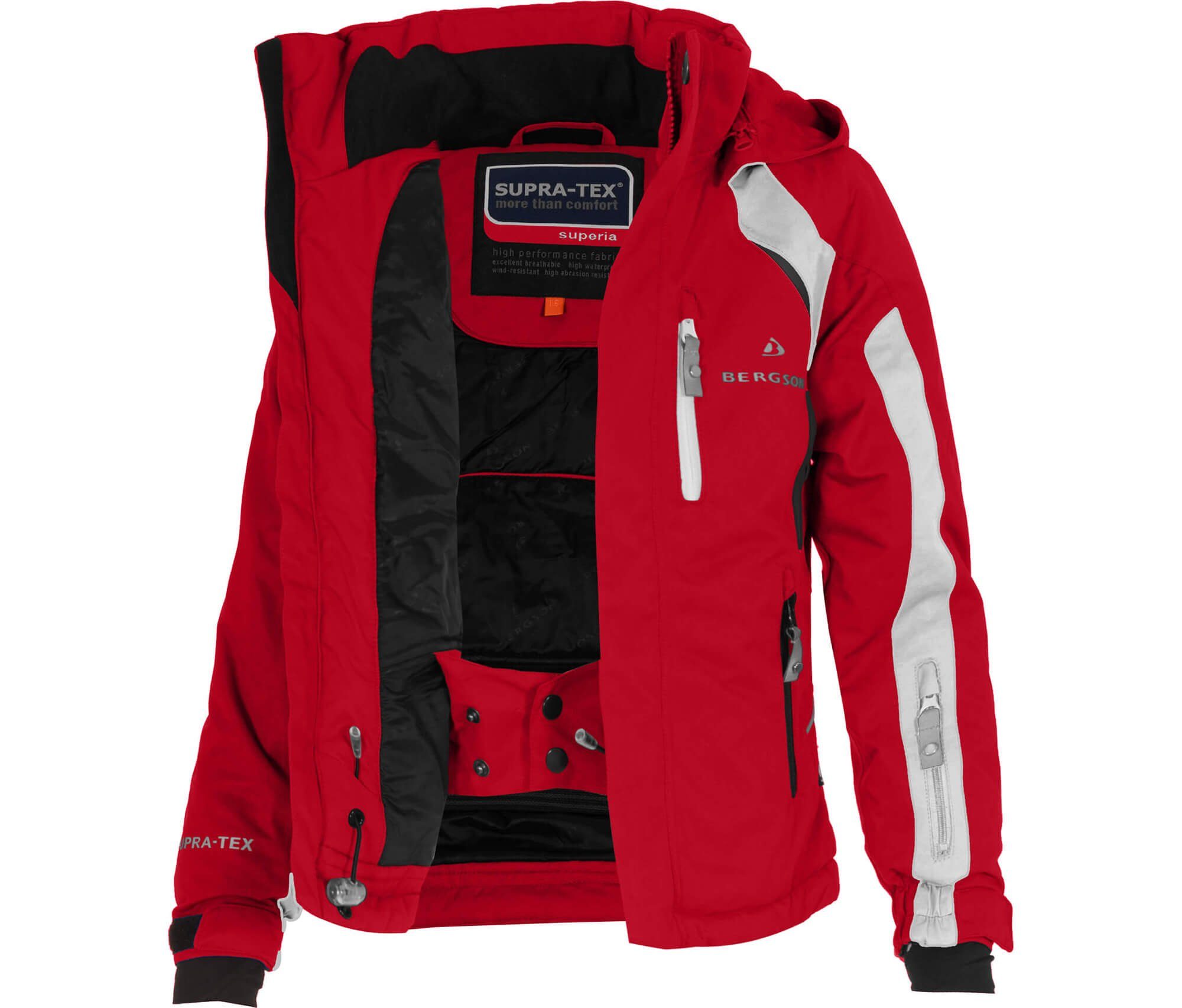 Bergson Skijacke JENS Kinder Skijacke, perfekt für junge Wintersportler, Normalgrößen, rot