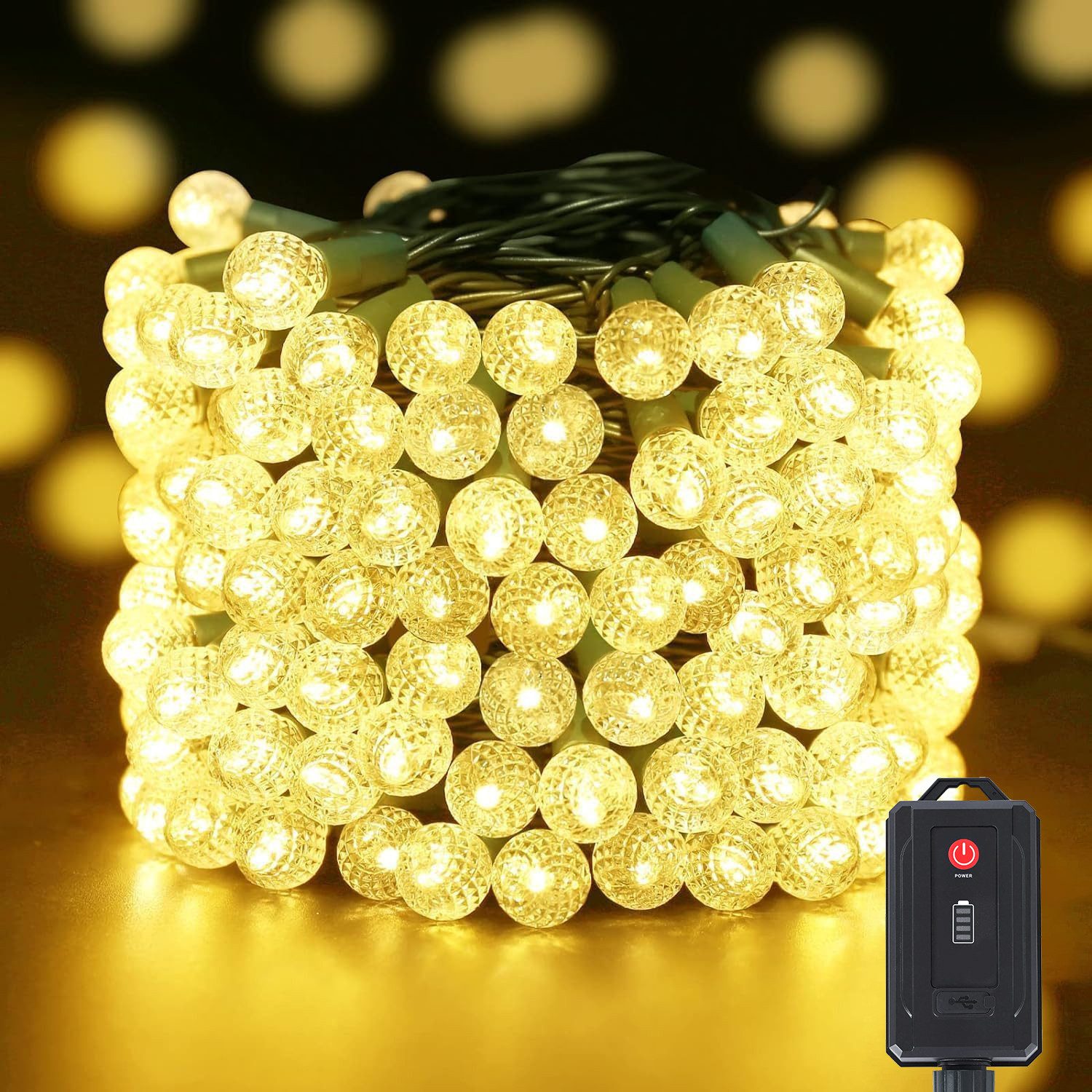 Quntis LED-Lichterkette 10M 100 led weihnachtsdeko outdoor Lichterkette Innen/Außen 8 modi, 100-flammig, 100-flammig, mit Timer 8 Modi für Weihnachten/Weihanchtsbaum Deko