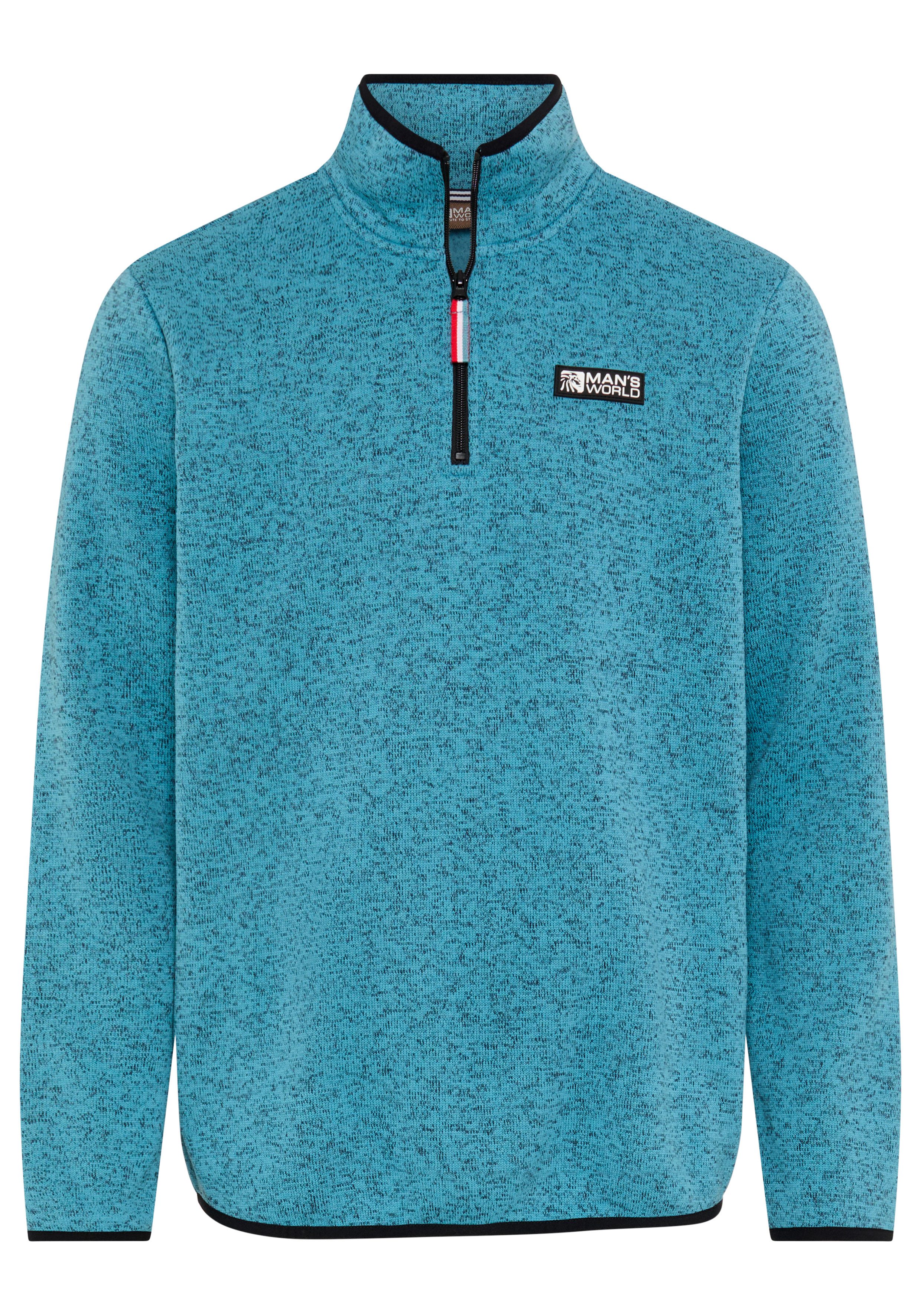 Man's World Fleecepullover mit hoch geschlossenem Ausschnitt, melierte Optik, sportlicher Stil – Bild 4 von 5