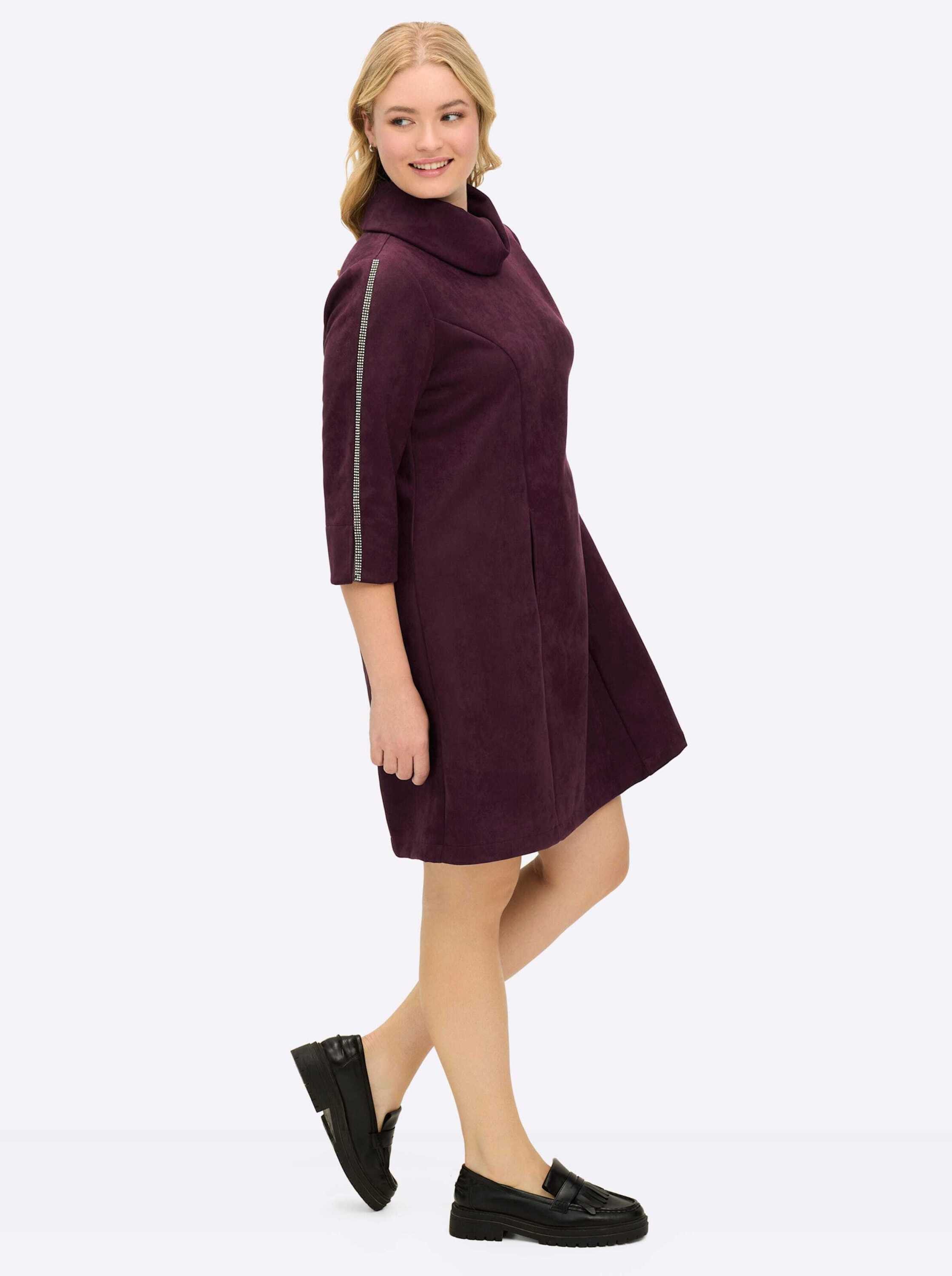 Sheego Etuikleid Velours-Kleid 3/4-Arm