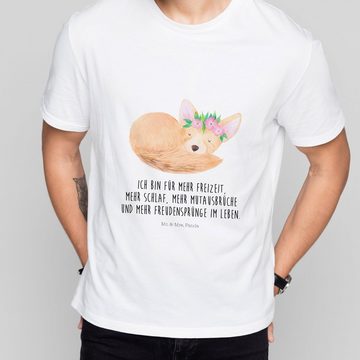 Mr. & Mrs. Panda T-Shirt Wüstenfuchs Blumenkranz - Weiß - Geschenk, Wildtiere, Damen, Gebursta (1-tlg)