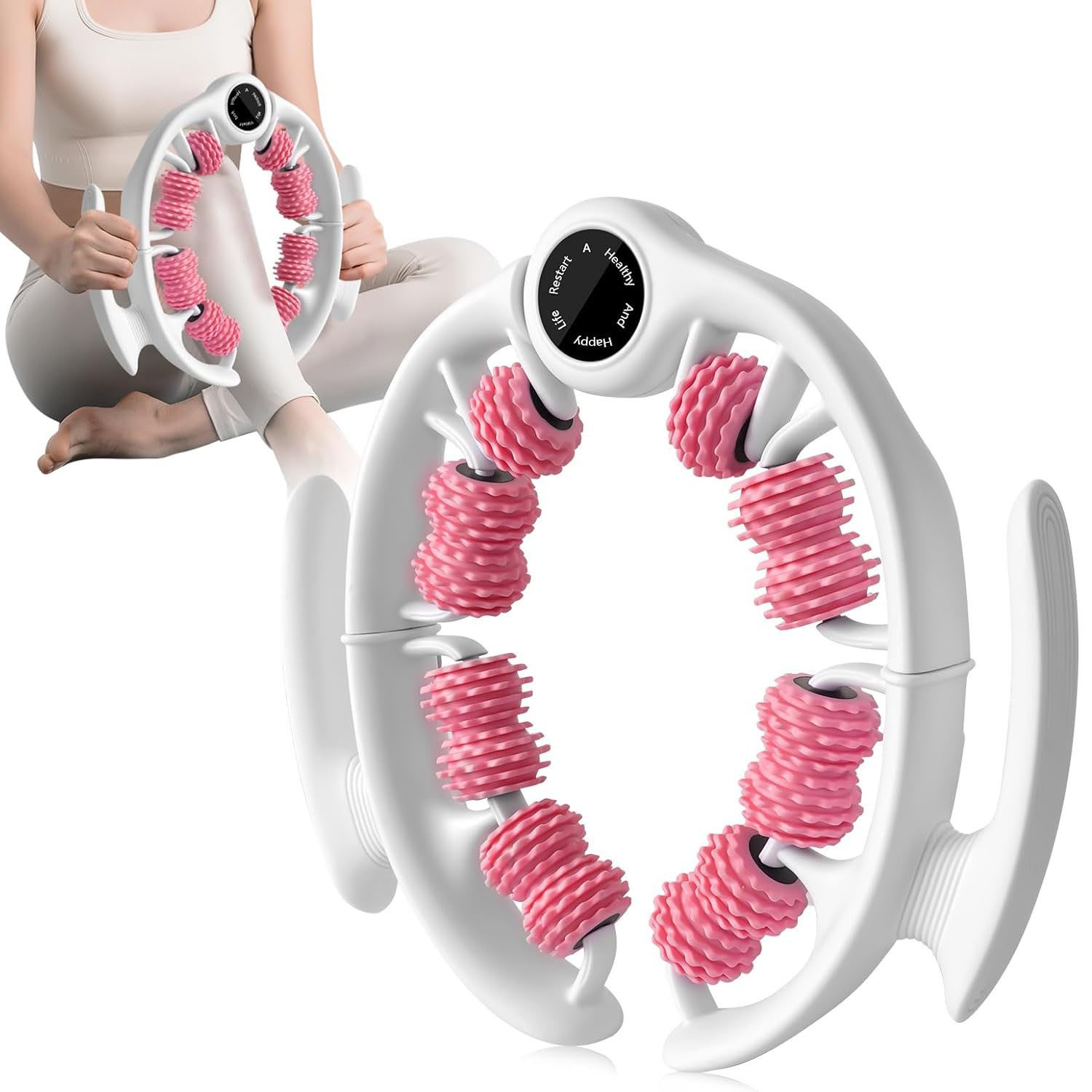 SURFOU Massagerolle Cellulite mit Rollen zur Reduzierung von Cellulite und Flüssigkeiten (Massageköpfe Faszienmassagegerät), für Beine Glutee Arme und Bauch abnehmbar