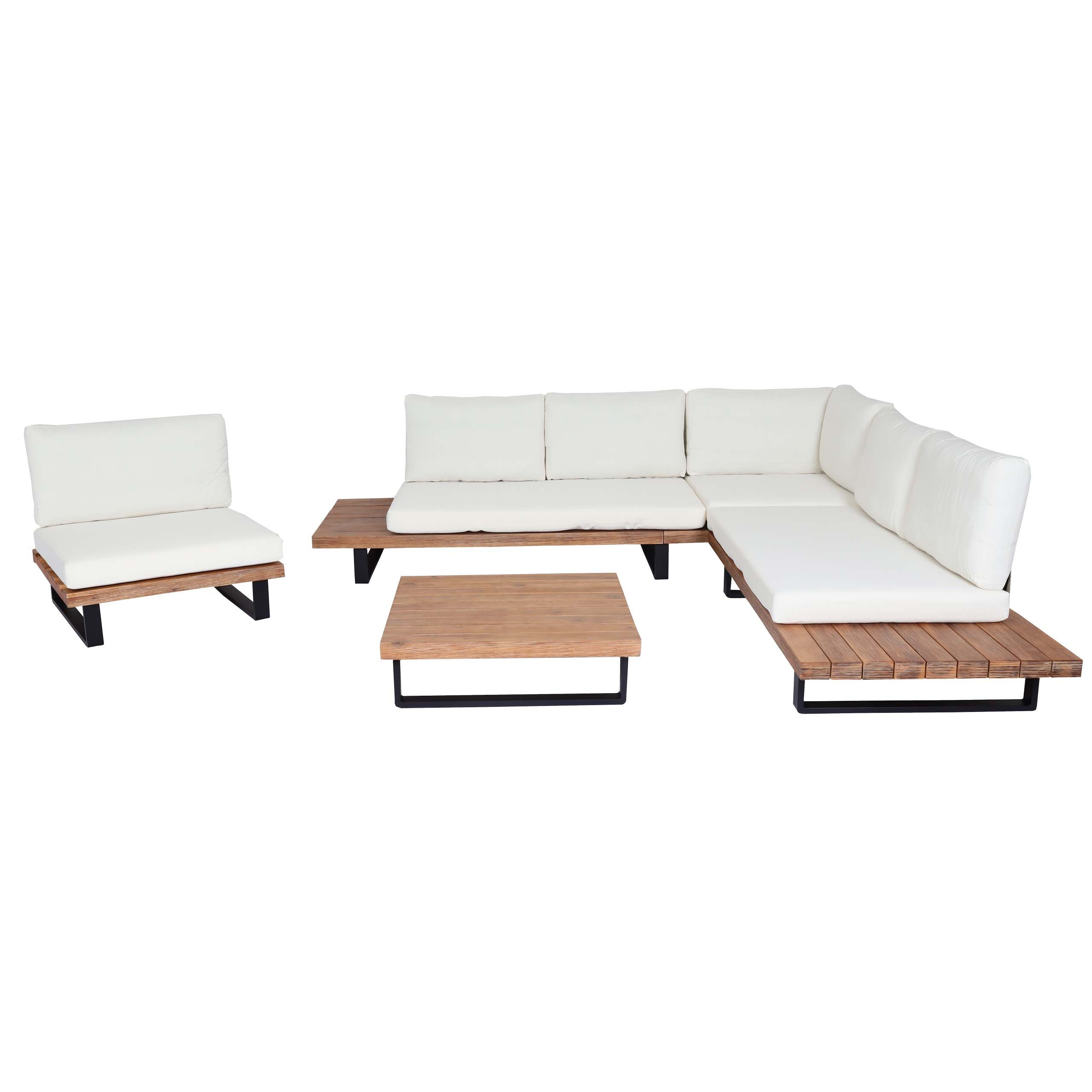 MCW Loungeset MCW-H54-Set, (4-tlg), Wasserabweisende und abnehmbare Bezüge, Hohe Stoffqualität 230g/m²