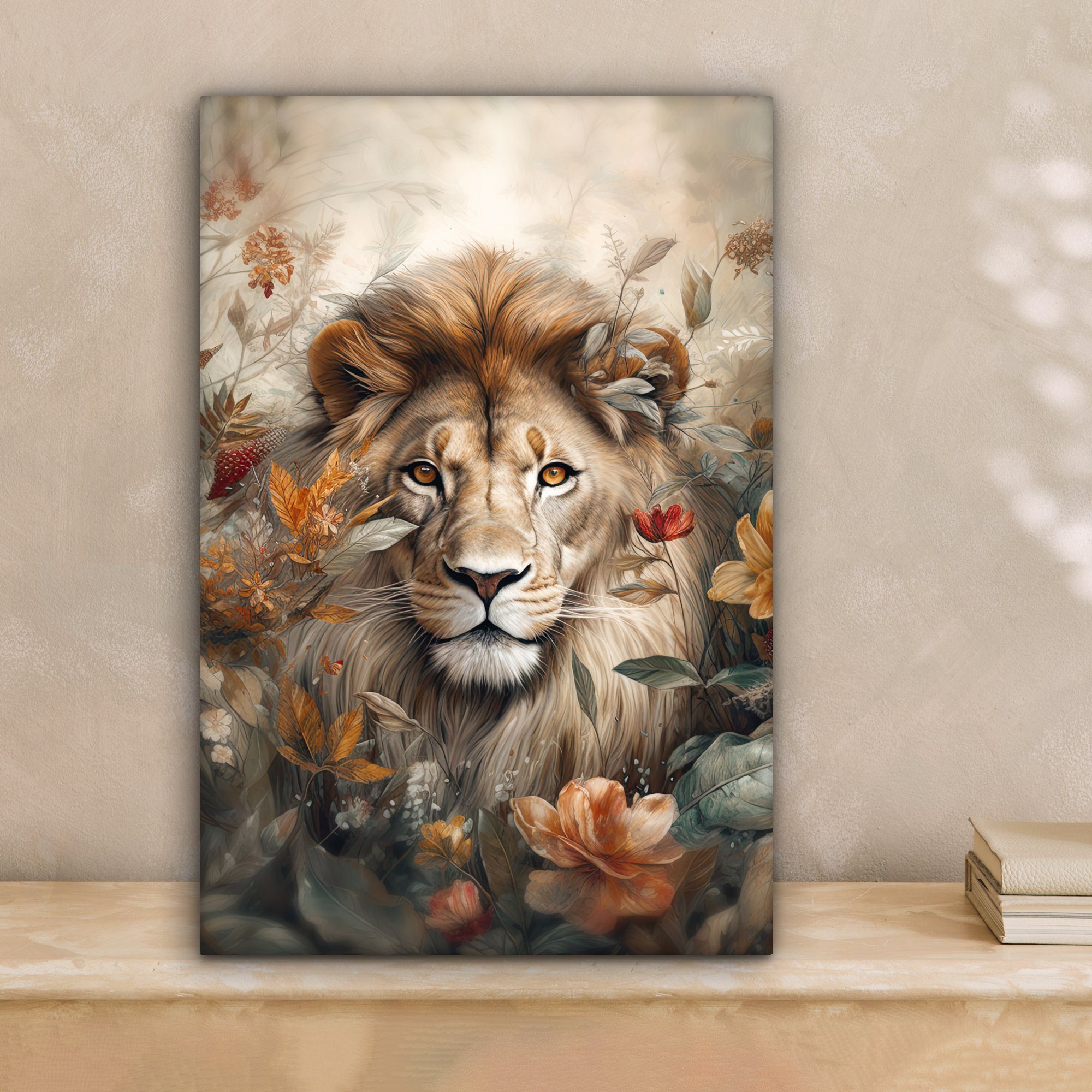 OneMillionCanvasses® Leinwandbild Löwe - Wildtiere - Pflanzen - Natur - Blu günstig online kaufen
