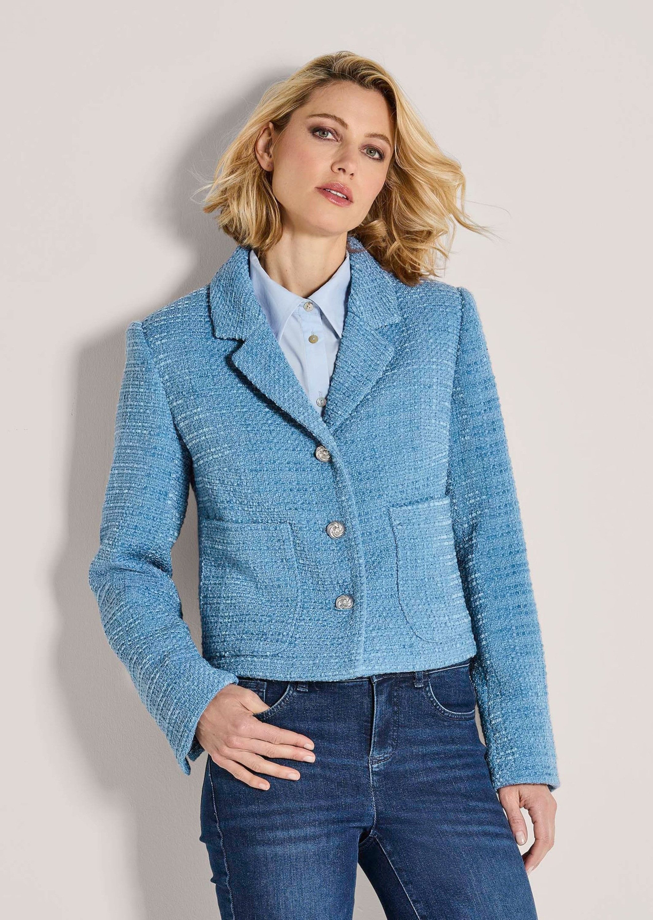 MADELEINE Kurzblazer Moderner Einreiher mit 3D-Struktur Kurzblazer mit Reve günstig online kaufen