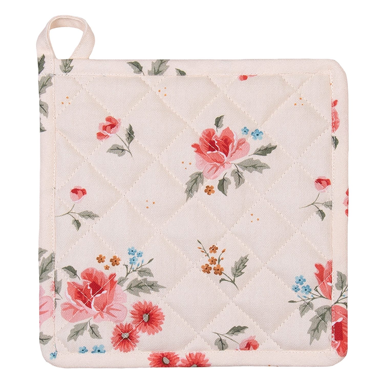 Clayre & Eef Topflappen Little Rose Collection, (Set, 2-tlg., 2-teilig), hitzebeständig wattiert Pfannen Untersetzer ca.20x20cm