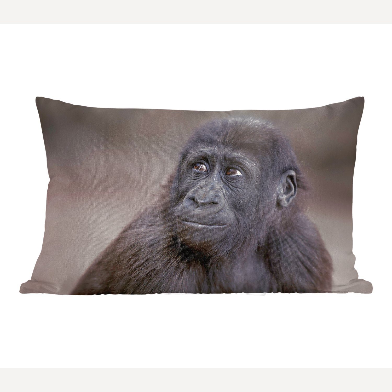 Dekokissen Gorillas, Wohzimmer Nahaufnahme Schlafzimmer Zierkissen, eines Füllung, mit Dekoration, Dekokissen MuchoWow