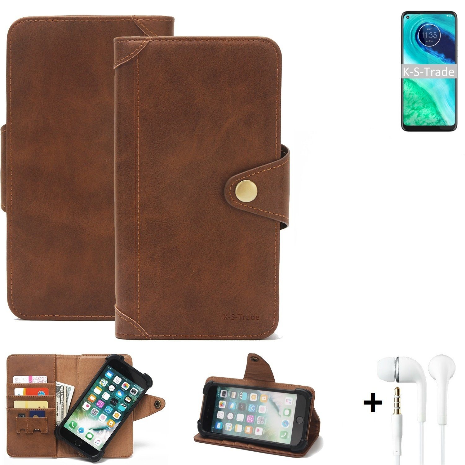 K-S-Trade Handyhülle für Motorola G8, Handyhülle Schutzhülle Walletcase Bookstyle Schutz Case Hülle