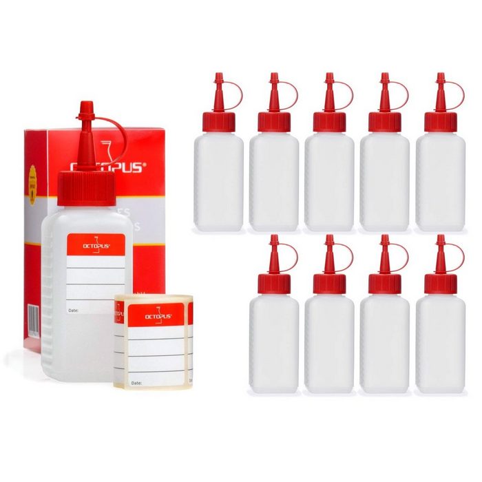 OCTOPUS Kanister 10 x 100 ml Kunststoffflaschen Plastikflaschen aus HDPE mit Spritzver (10 St)