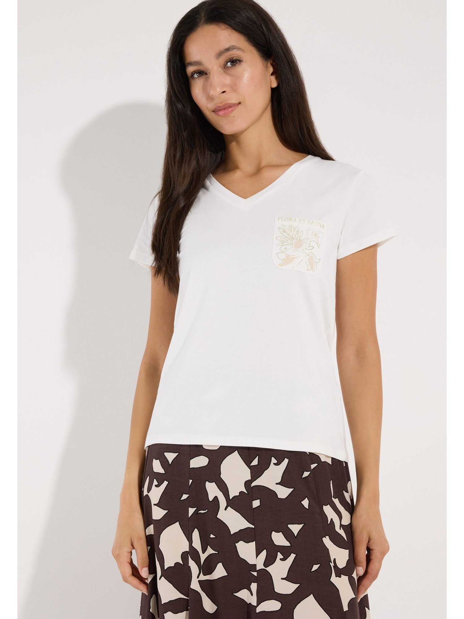 MORE&MORE Kurzarmshirt softes Kurzarmshirt, dezenter Print