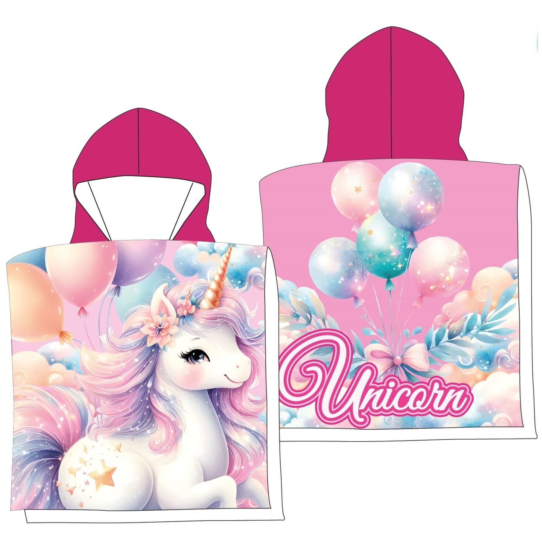 unicorn Badeponcho Kapuzenponcho – Weicher Badeponcho & Strandhandtuch für Mädchen