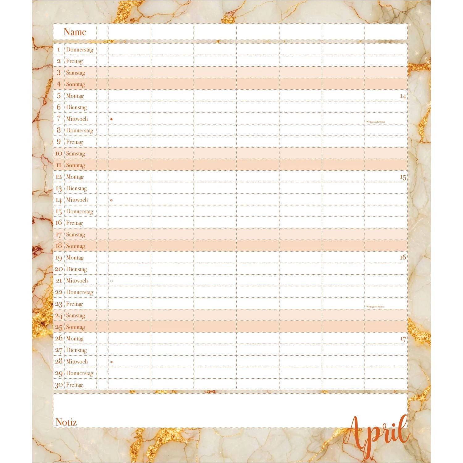 DUMONT Wandkalender Flexiplaner Glamour 2027
