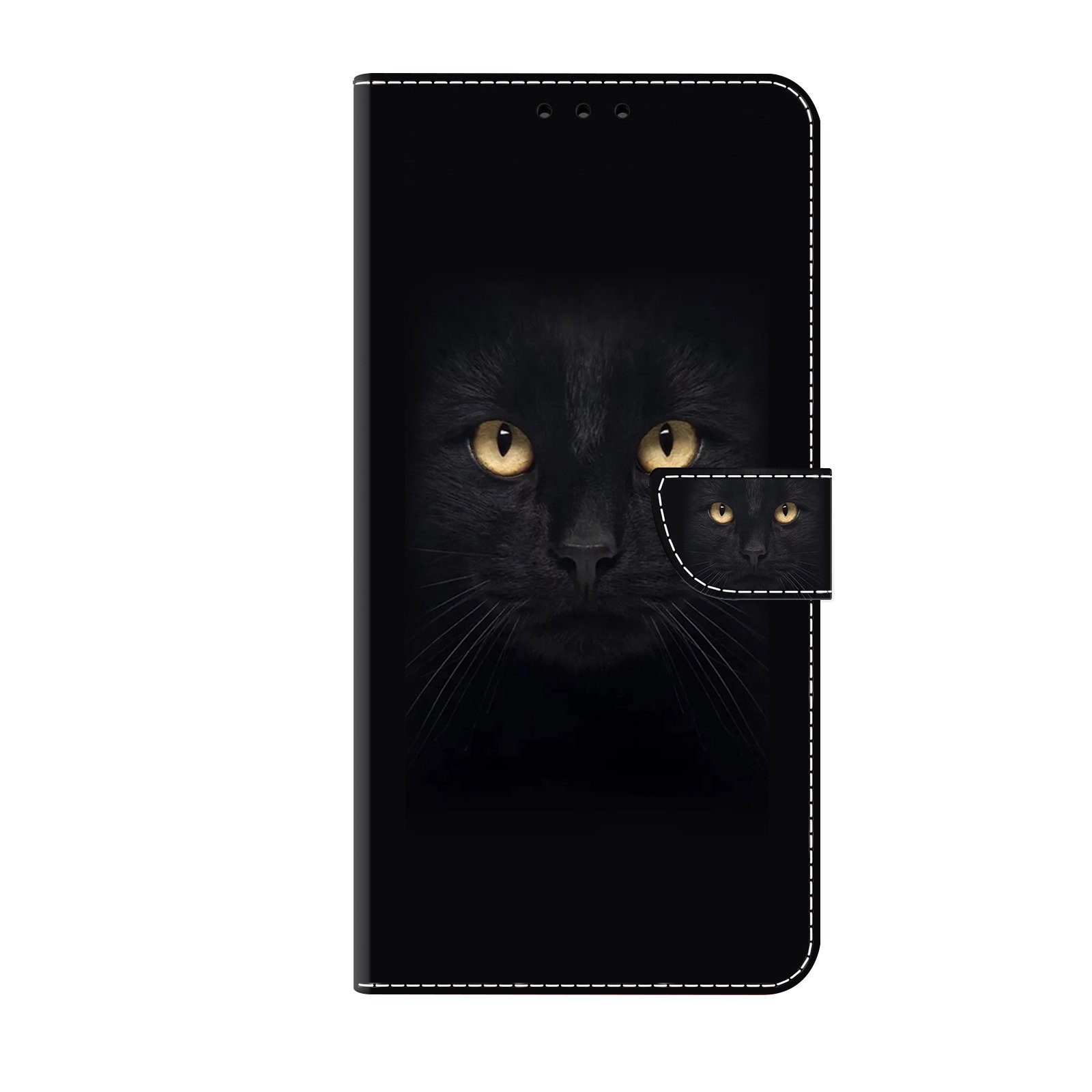 CLM-Tech Handytasche für Samsung Galaxy A16 / A17 5G Hülle aus PU-Leder Klapphülle (schwarzer Panther Augen, Handyhülle mit Standfunktion - Wallet Flip Case inklusive Kartenfächer), Cover mit Magnetverschluss