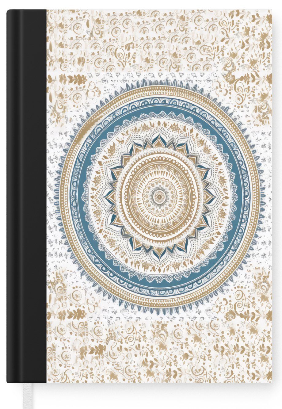 MuchoWow Blau Tagebuch, - Notizheft, Design, Notizbuch Seiten, Journal, Merkzettel, - Weiß - 98 Mandala - Haushaltsbuch Bohème A5,