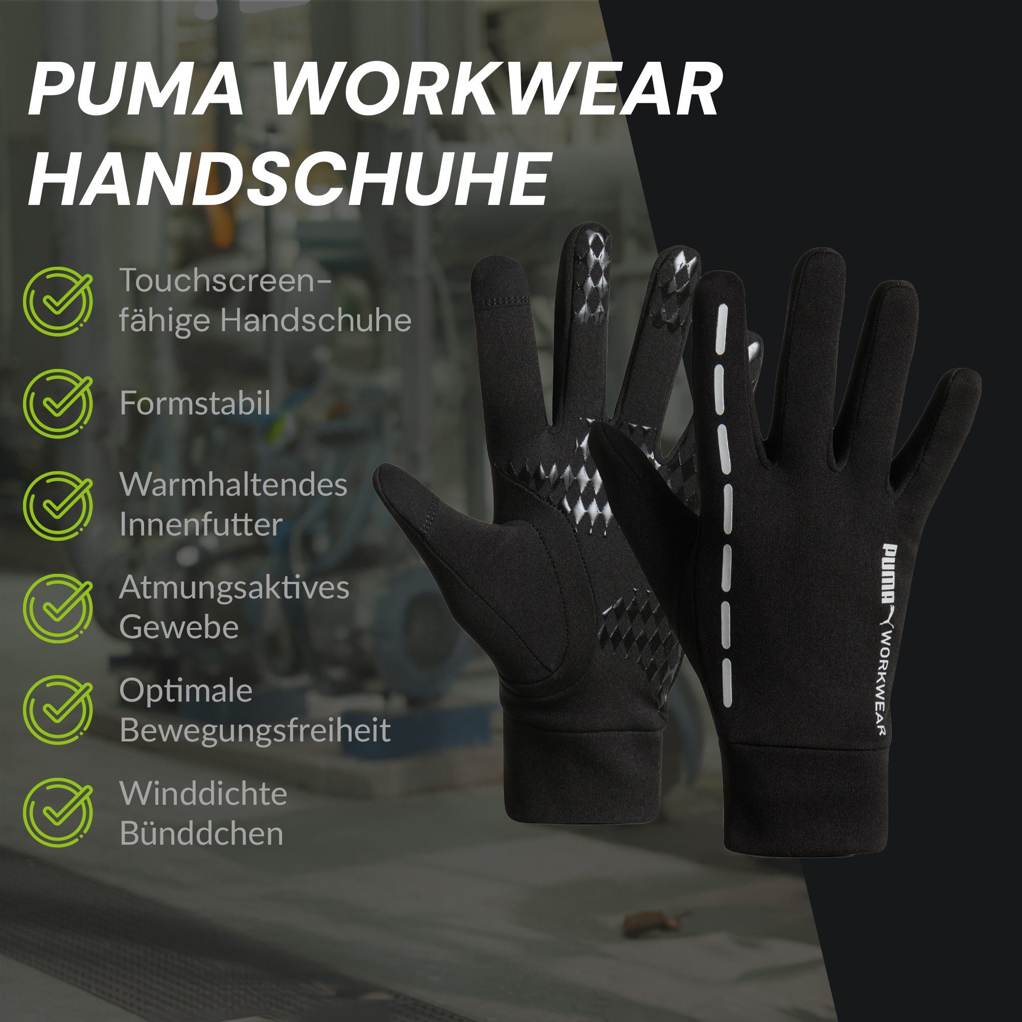 PUMA Workwear Arbeitshandschuhe - Handschuhe Herren Winter - Touchscreen fähig - Rutschfeste Haptik - Warme Fleece Winterhandschuhe für Outdoor Sport - Geschenke für Männer