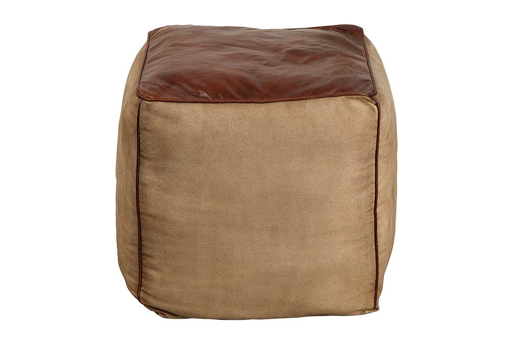 riess-ambiente Sitzhocker MUSTANG 45cm dunkelbraun / beige, mit Echtleder-Bezug