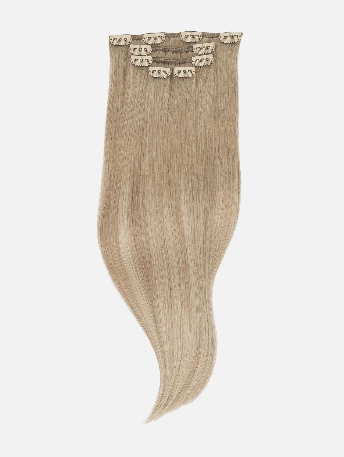 Echthaar Balayage EH (Sandy Ash Clip-In 50cm, Haarverlängerung 5-teilig - Balayage) - Extensions Blonde NATURAL Echthaar-Extension #B20/60S Echthaar