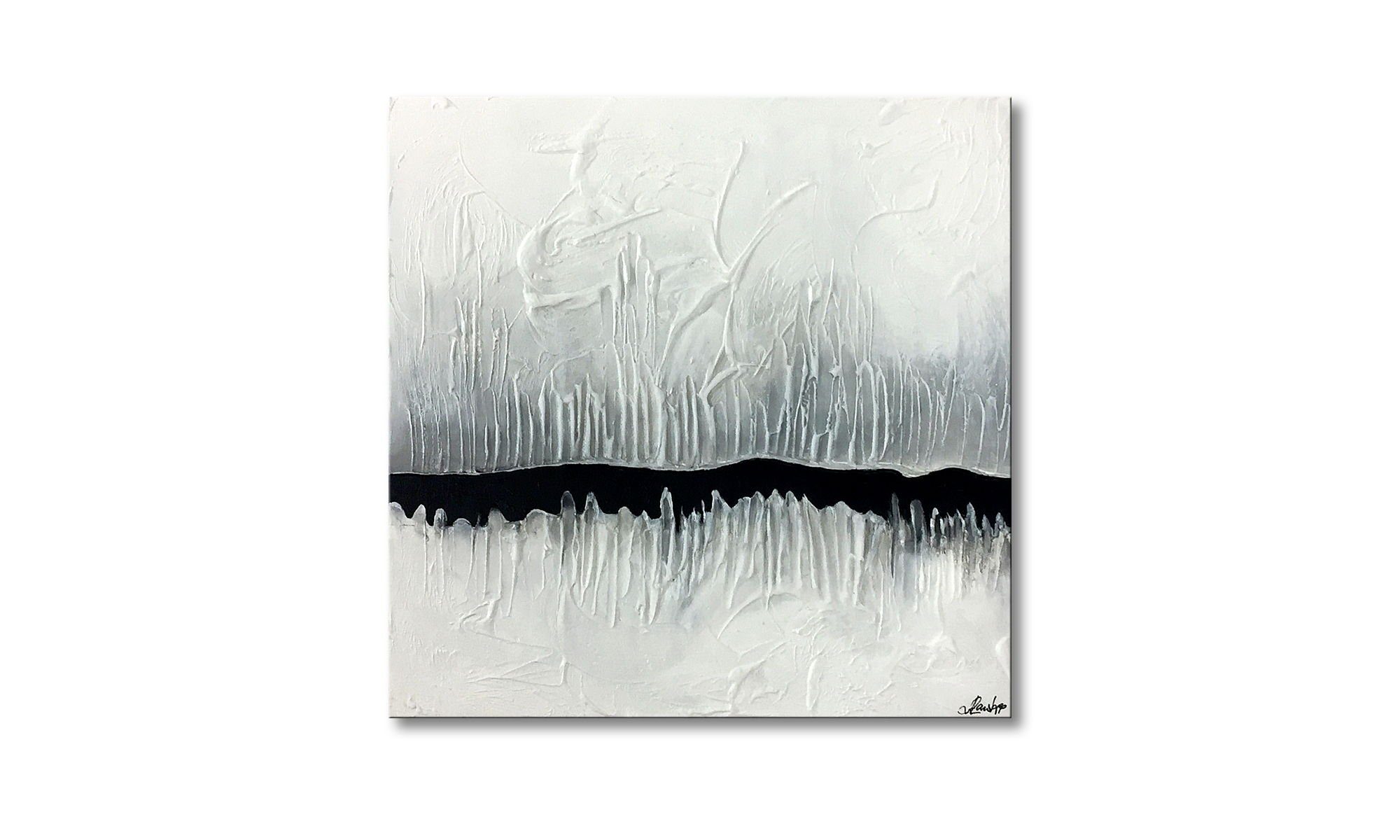 WandbilderXXL Gemälde Black Horizon 80 x 80 cm, Abstraktes Gemälde, handgemaltes Unikat