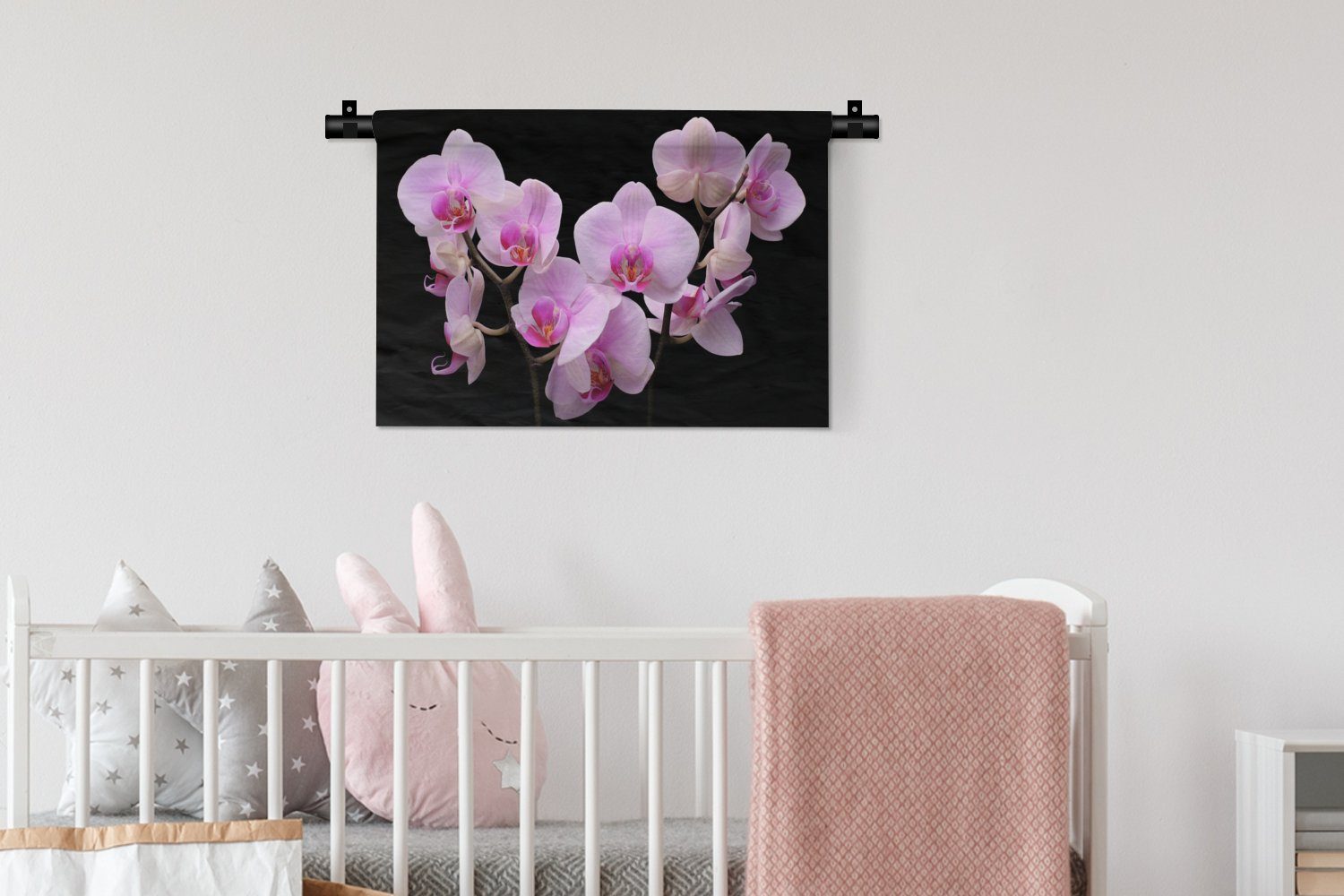 MuchoWow Wanddekoobjekt Orchidee - Blumen Flora, - Rosa Schlafzimmer, Kleid, - Wandbehang, Wohnzimmer, für Kinderzimmer Wanddeko