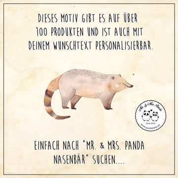 Mr. & Mrs. Panda Tablett Nasenbär - Weiß - Geschenk, Tiere, Rüsselbär, lustige Sprüche, Holzta, Echtholz lasiert, (1-tlg), Anti-Rutsch Pads