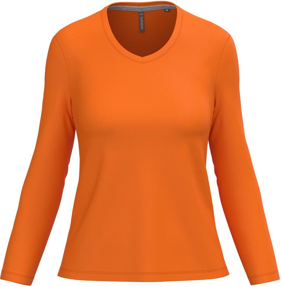 Kariban Langarmshirt Damen Langarmshirt Ladies' long sleeve V-neck T-shirt