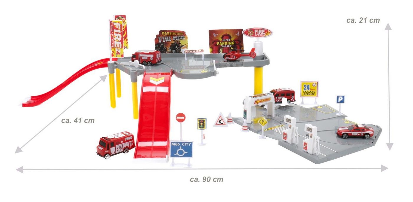Thumbnail - Bubble-Store Spiel-Parkgarage Garagen Spiel-Set Feuerwehr oder Polizei, 2 Etagen mit 2 Rampen, 3 (2 Etagen mit 2 Rampen,...