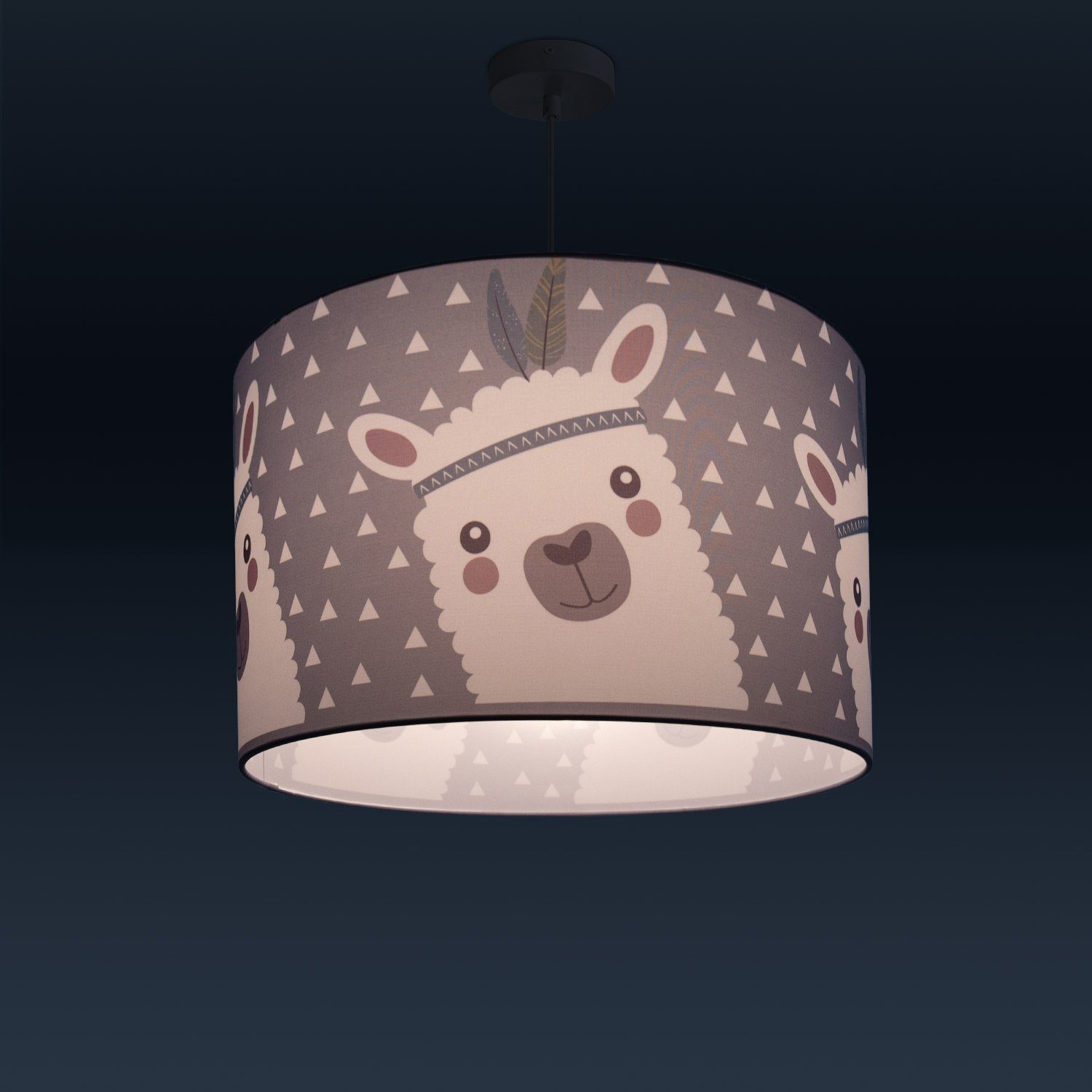 ohne Home Ela Kinderzimmer Lampe Deckenlampe E27 Pendelleuchte LED Leuchtmittel, Paco Lama-Motiv, 214, Kinderlampe