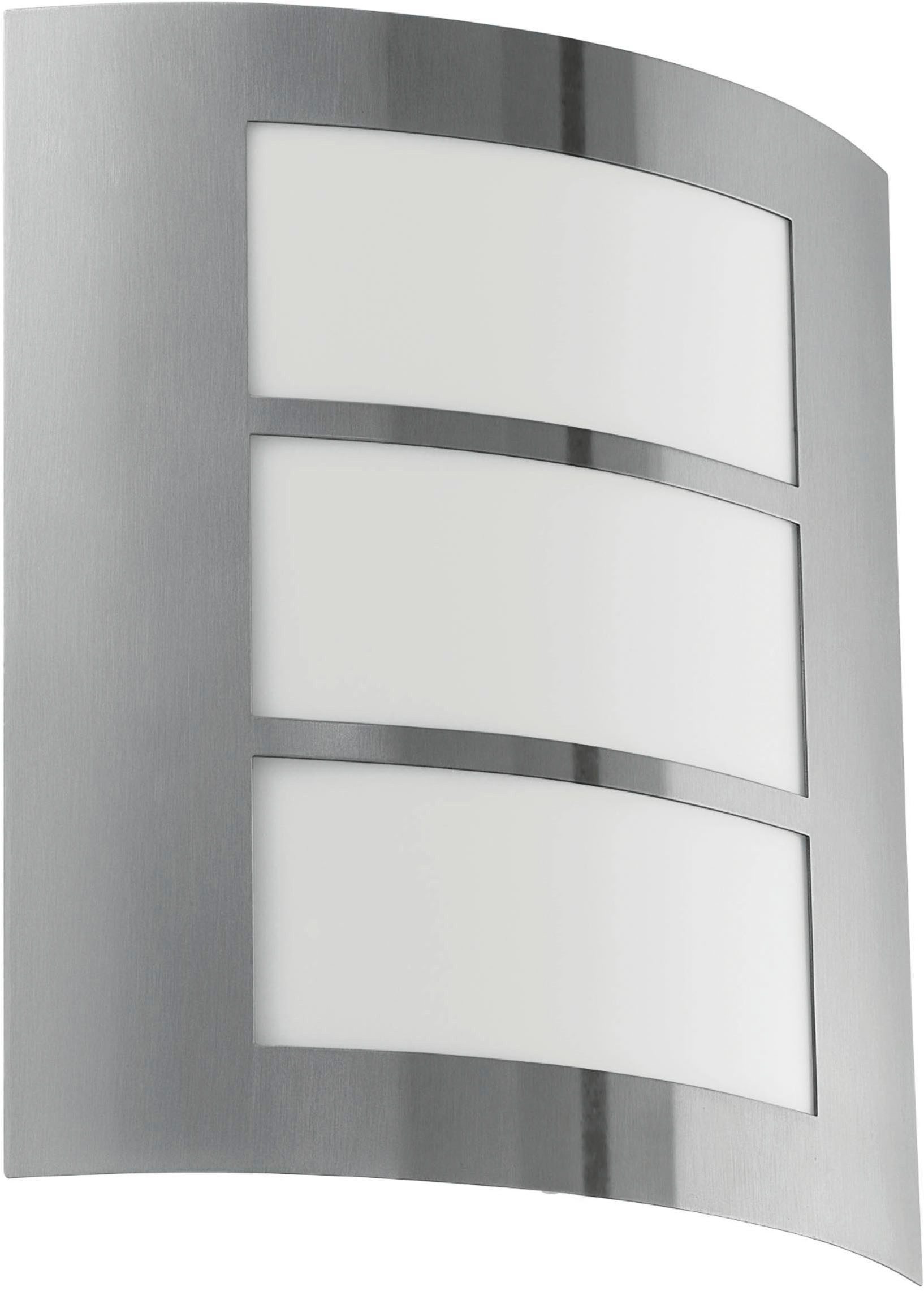 EGLO Wandleuchte City, Wandlampe, Außenbeleuchtung, Außenlampe, silber, weiß, E27, IP44, ohne Leuchtmittel, Wand-/Deckenleuchte - L23,5 x H26 x AL9 cm - edelstahl - 1X60W exkl.