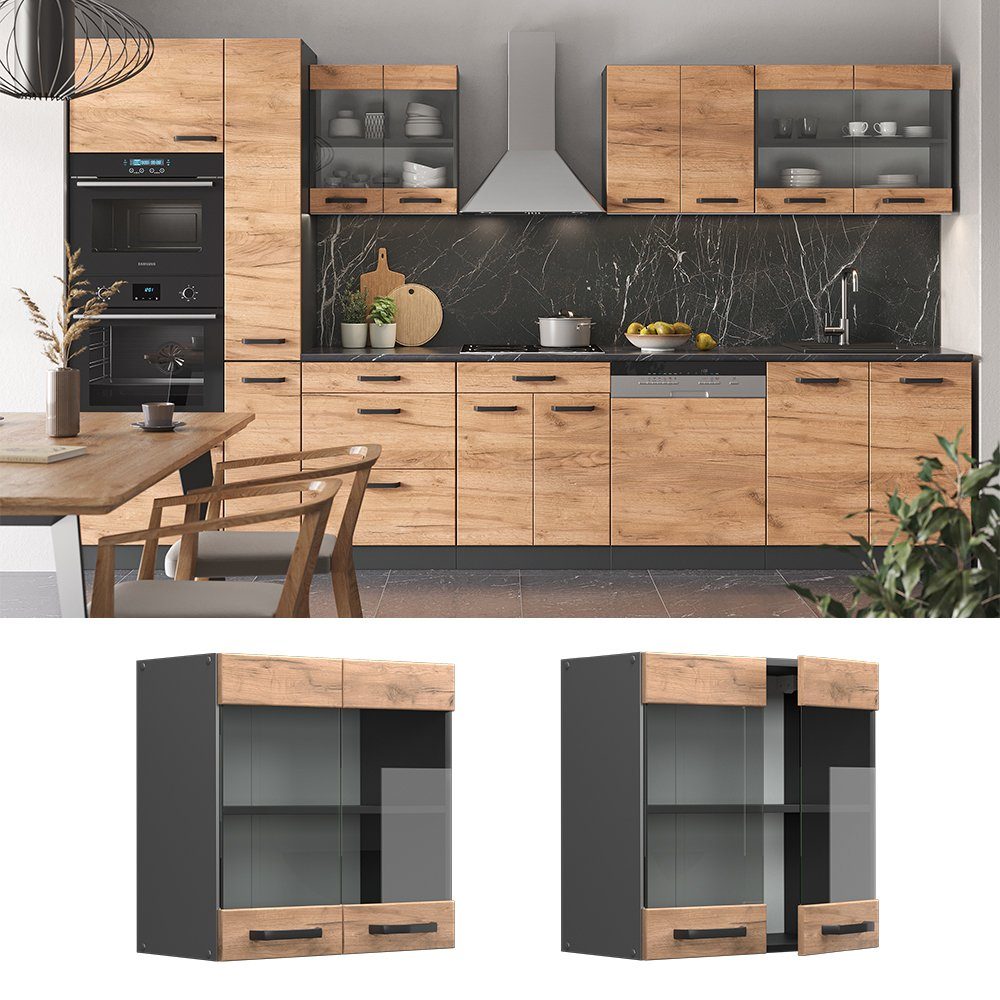 Vicco Glashängeschrank R-Line, Goldkraft Eiche/Anthrazit, 60 günstig online kaufen