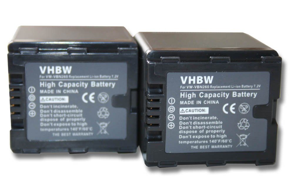vhbw Ersatz für Panasonic VW-VBN260E-K, VW-VBN260E für Kamera-Akku Li-Ion 2200 mAh (7,2 V)