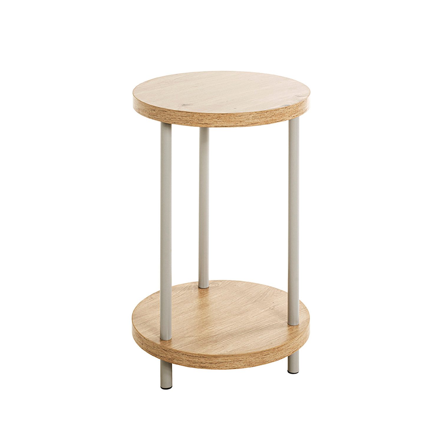 HAKU Beistelltisch Beistelltisch Eiche Kaschmirgrau - Sofatisch MDF - H 50 x Ø 30 cm (1xBeistelltisch, Dekotisch - kleiner Tisch), Beistelltisch aus Metall