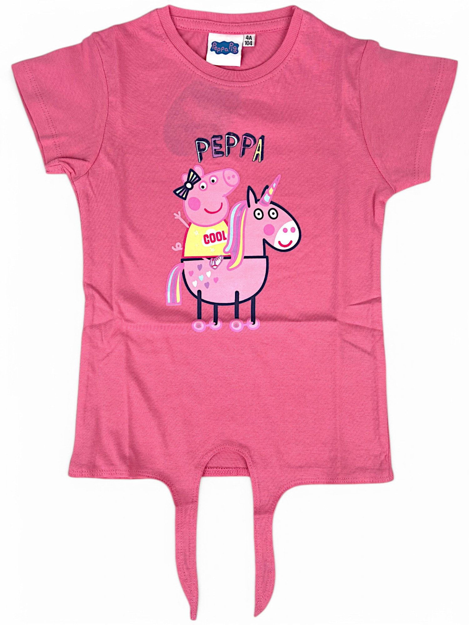 Peppa Pig T-Shirt Peppa Wutz & Einhorn Kurzarmshirt mit Knoten aus Baumwolle Gr. 92 - 116 cm