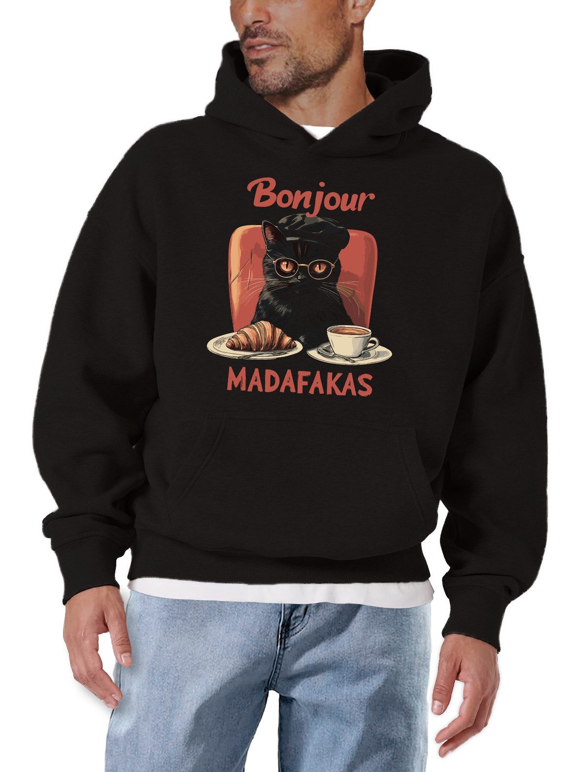 MAKAYA Kapuzenpullover Lustiger Hoodie mit Spruch & Katze – Kapuzenpullover für Männer (Schwarz, S, M, L, XL, XXL, XXXL, XXXXL) Baumwolle