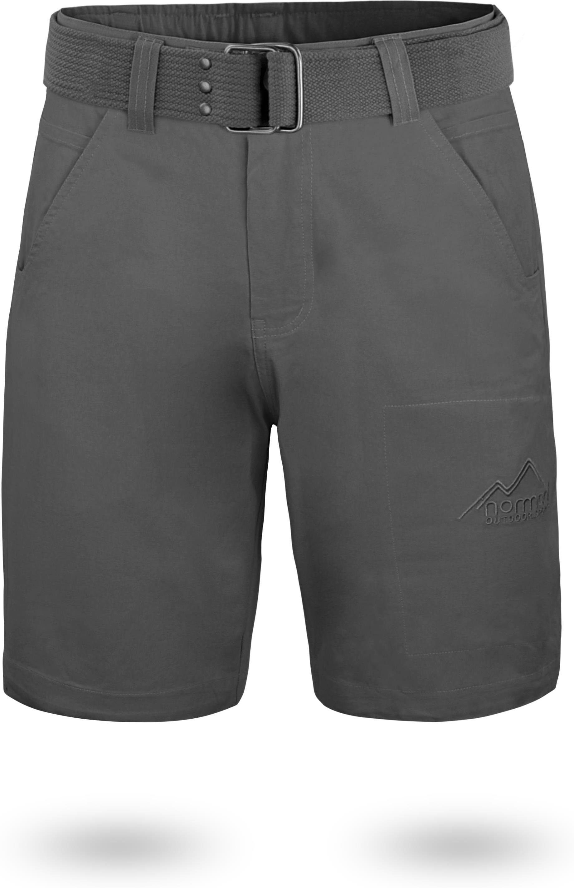 normani Bermudas Chino Shorts „Gobi“ mit Gürtel „Taklamakan“ Vintage Shorts kurze Sommershort mit invisible Zippertasche aus 100% Bio-Baumwolle Anthrazit