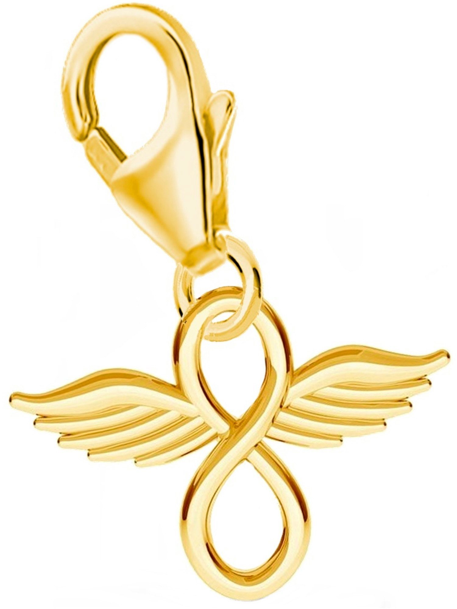 Goldene Hufeisen Charm Engel Flügel der Unendlichkeit - Zeitloser Anhänger aus Echtsilber, 925 Sterling Silber, Hypoallergen