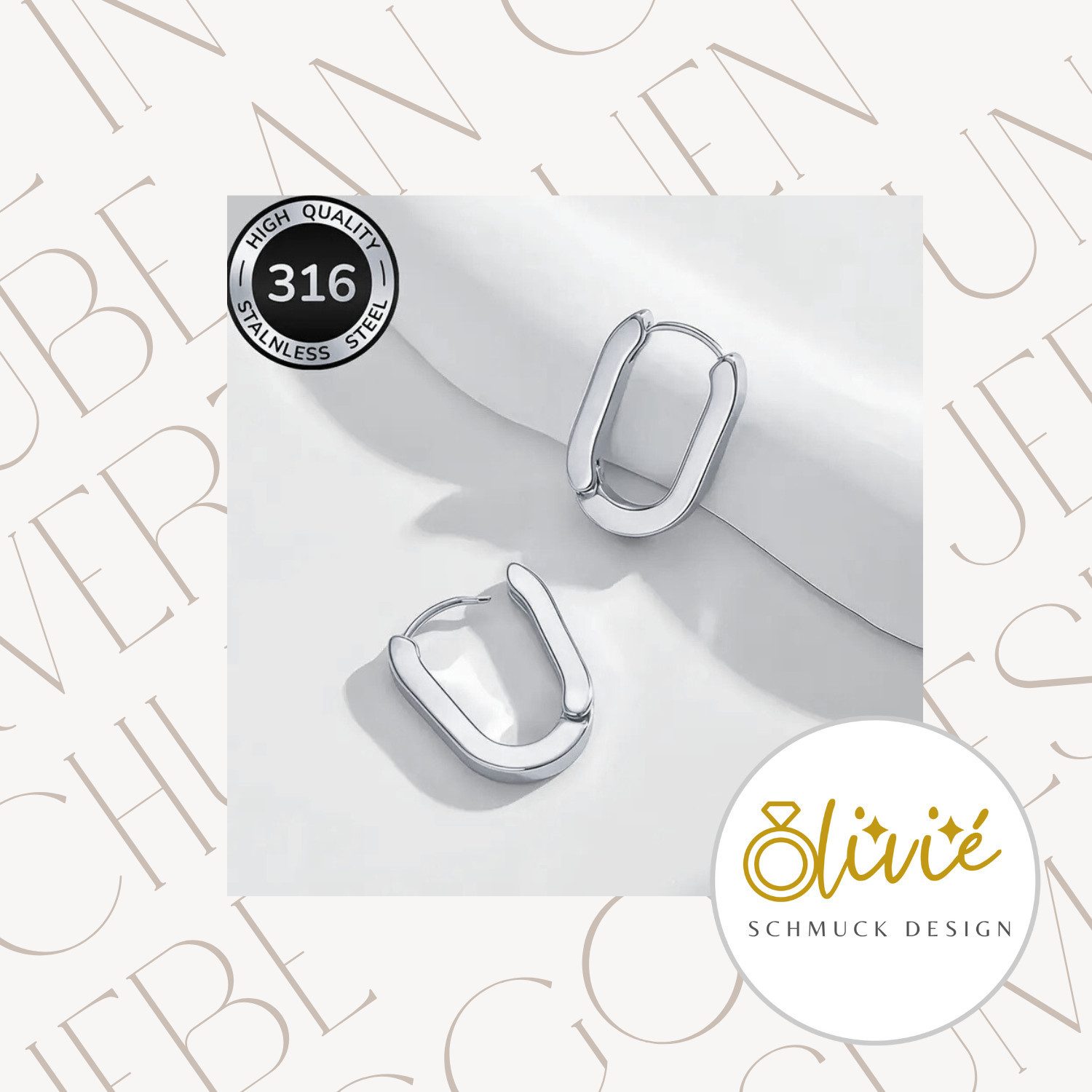 XCOAST Ohrhänger-Set Damen-Ohrringe aus Edelstahl – Silber, hypoallergen, edel & zeitlos (Hochwertige Schmuck Ohrringe Damen, 1-tlg., 1 Paar Ohrringe im Schmuck Etui, leicht und bequem), oval, edel verabeitet, eleganter Schnitt, hochwertig