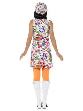 Smiffys Kostüm Swinging Sixties Minikleid, Hippiekleid für den Summer of Love