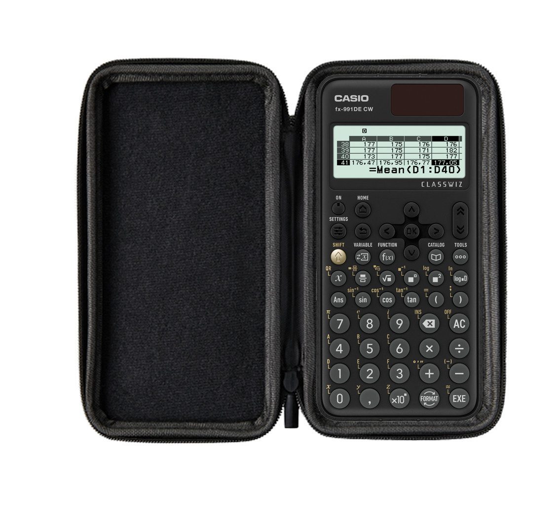 CASIO Taschenrechner fx-991DE CW inkl. Schutztasche Pink & Fachbuch (160 Seiten, DIN A5)