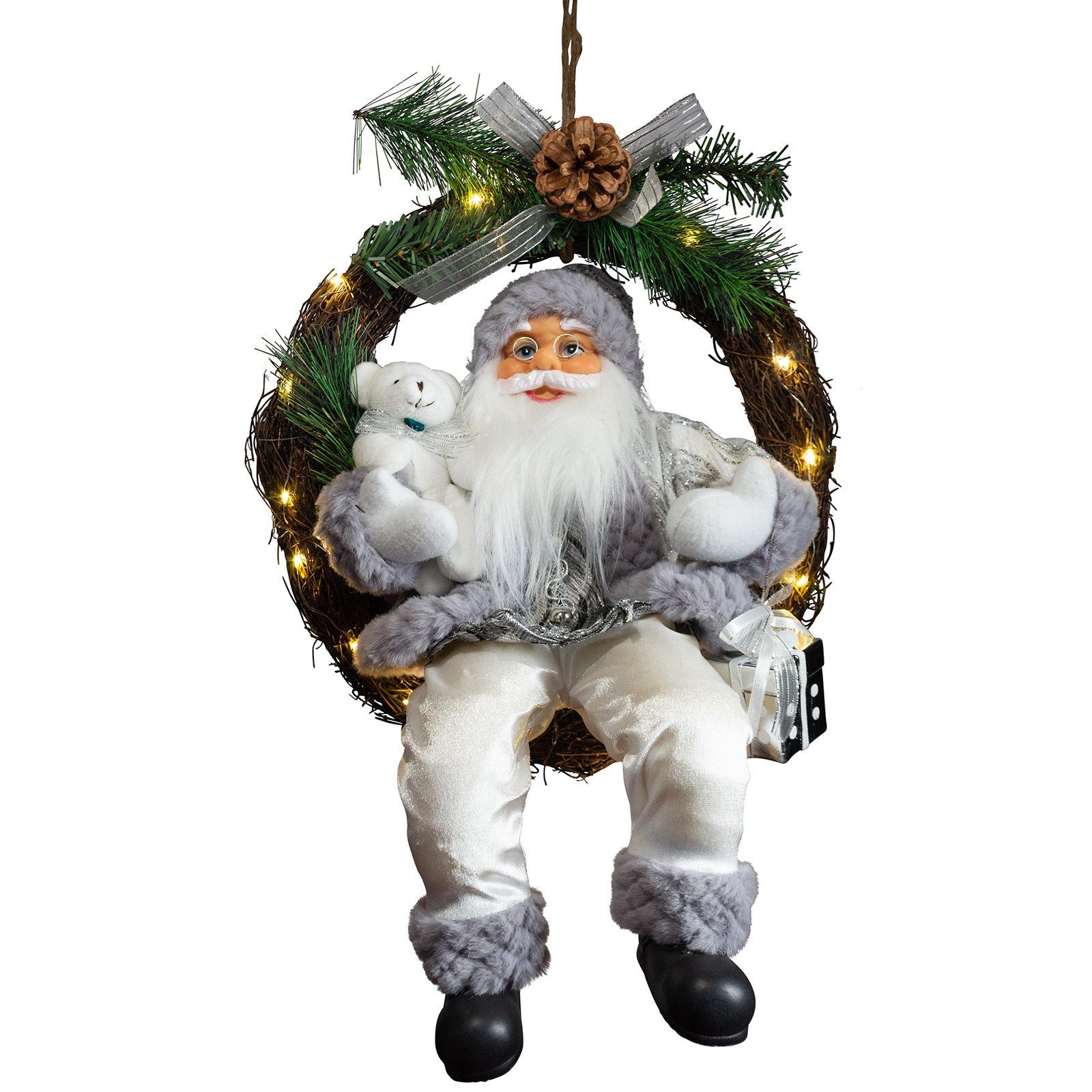 Christmas Paradise Weihnachtsmann im Kranz 45 cm mit LED (Weihnachtsdeko, 1 St., Türkranz), leuchtet, zum Hinhängen