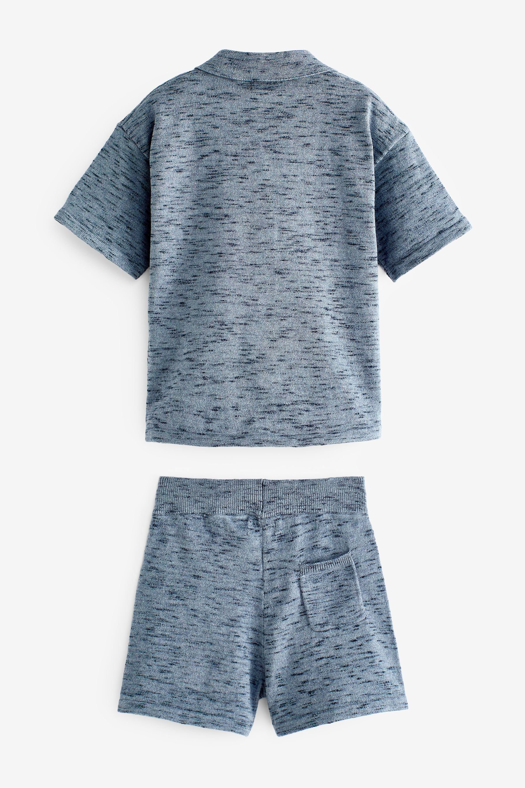 Hemd Blue T-Shirt Shorts (2-tlg) im Gestricktes Set Shorts und & Next