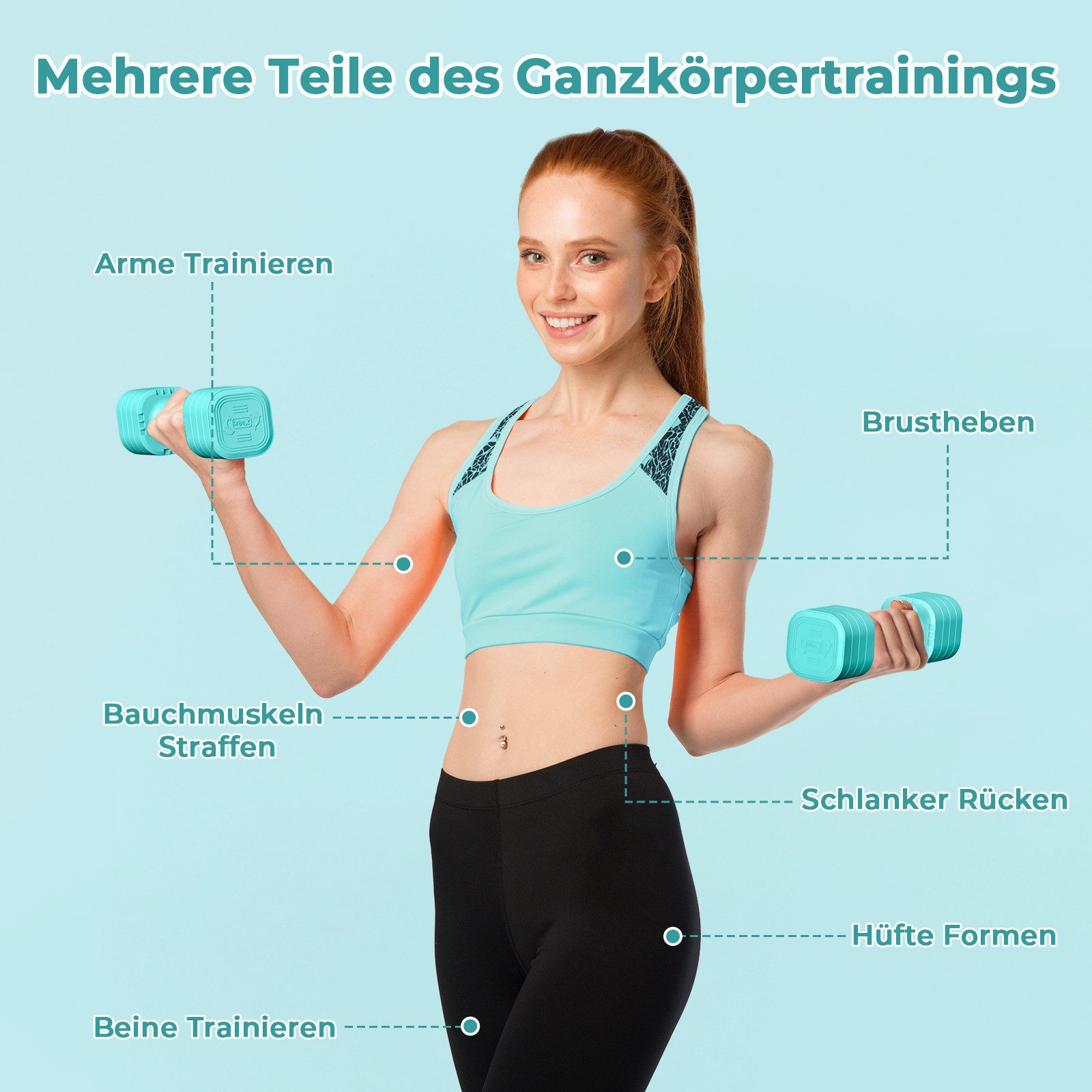 Dripex Hantel-Set verstellbare Hanteln Set 2er 2,5kg/5kg, justierbare 6 Hantelplatten
